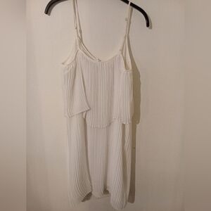 BCBG White Pleated Tank Dress Elegant Size M Adjustable Mod